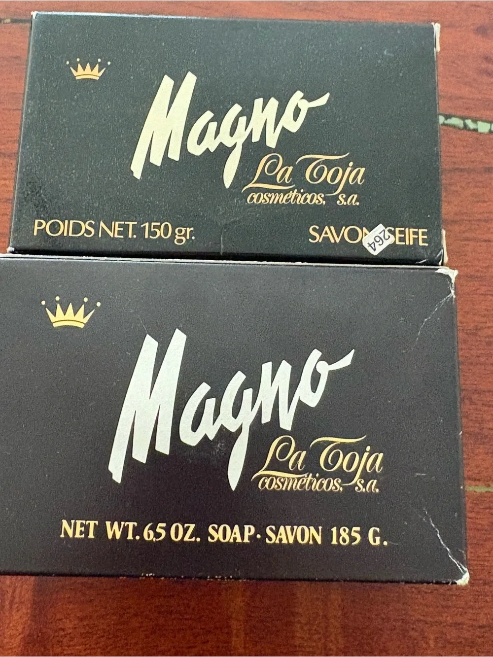 Vtg ‘70s Magno Soap La Toja  black glycerin bar soap l2 (150g & 185g) NOS Spain